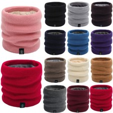 Mens Womens Knitted Circle Scarves Winter Plus Fleece Snood Scarf Neck Warmer