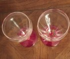 Vintage MCM Cocktail Glasses Clear Ribbed w/Ruby Red Base 5" high Set Of 2 EUC — photo 2