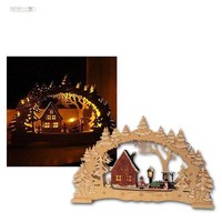 Led Schwibbogen Village Lichterbogen Fensterleuchter Aus Holz, 10 Leds Warmweiß