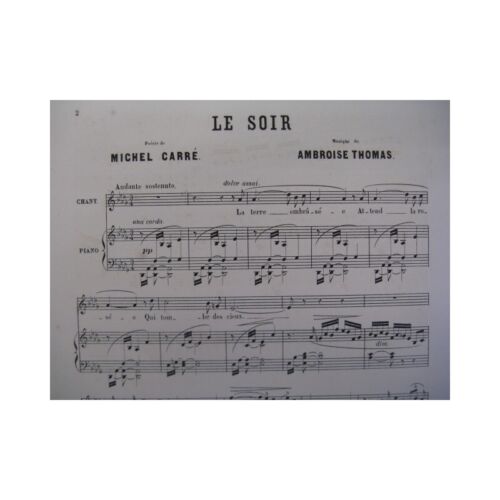 THOMAS Ambroise Le Soir Chant Piano 1869 - Afbeelding 1 van 4