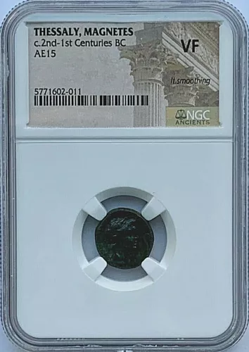 THESSALY MAGNETES - AE15 DICHALKON - 2ND-1ST CENT. BC - NGC VF - FREE SHIPPING!