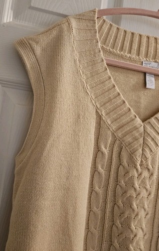 West of Melrose Cable Knit Style Sweater Vest Longer Beige Sz M Never Worn - Picture 3 of 8