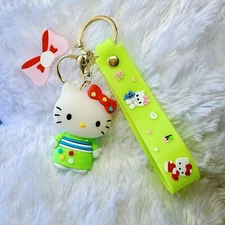 Sanrio Hello Kitty Green Keychain - Cute Bag Charm, Keyring, Backpack Gift NEW