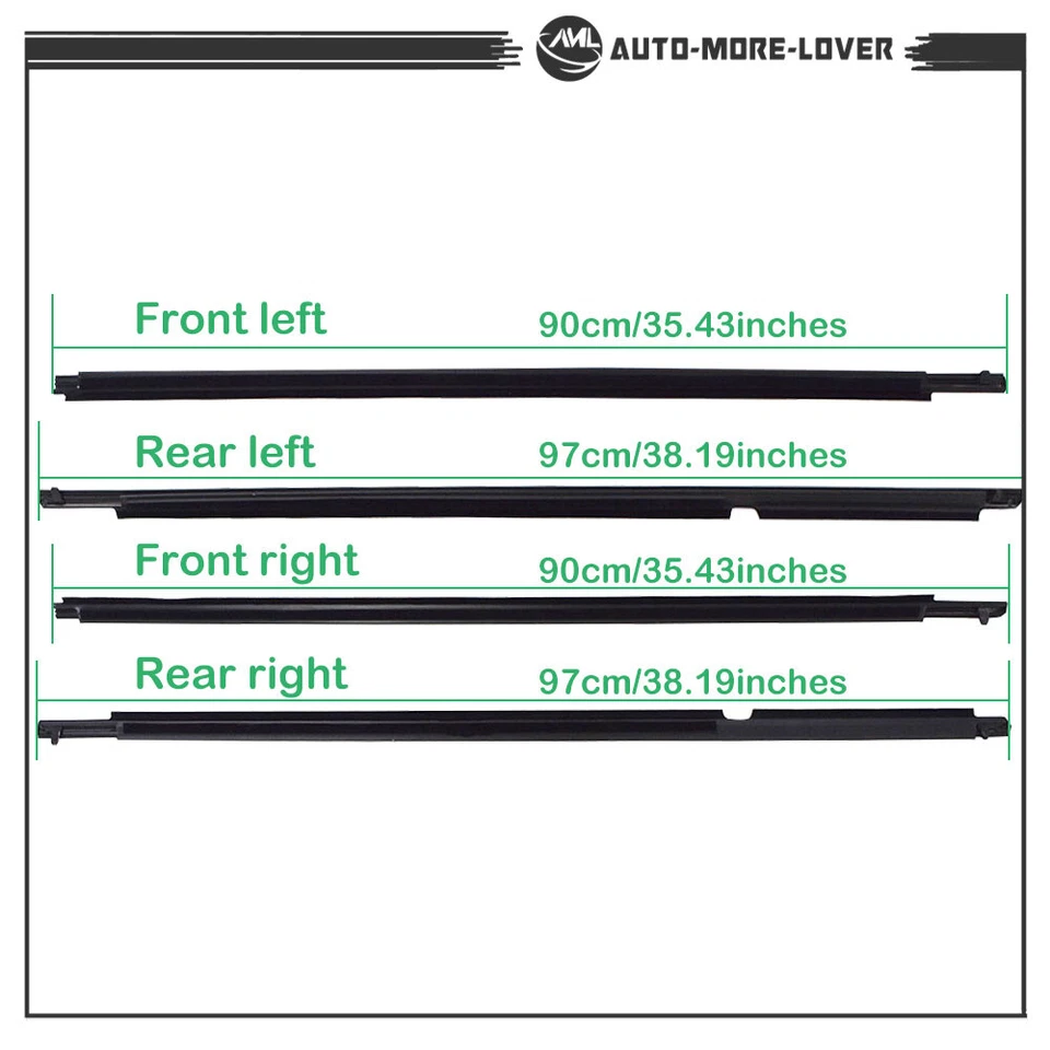 Cinturón de sellado de moldura de ventana resistente a la intemperie para Toyota Highlander 2008-10 4 piezas Foto 2 de 4