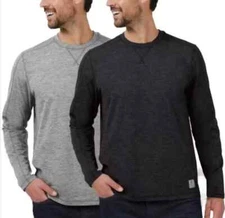 Rugged Elements Men's S Sueded Long Sleeve Crew Tee 2-pack Black &Gray  (1051)