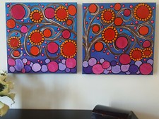 QUADRO ALBERO DELLA VITA DIPINTO A MANO 1 metro x50x4cm (2 TELE 50x50x4) RIF152