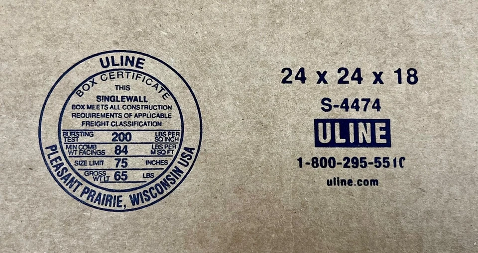 24" x 24" x 18" CARDBOARD BOX - 200 lb - SINGLE BOX - Image 4 of 4