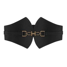 JASGOOD Women's Elastic Vintage Belt Stretch Retro Cinch Belt Style 01-black