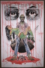 The Walking Dead original Zombie Roller Derby mixed media painting TWD horror 💀
