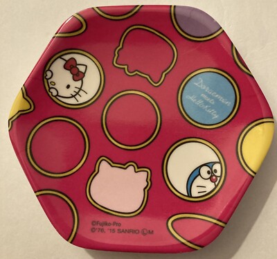 Doraemon x Hello Kitty Hot  Pink Hexagon Sauce Plates  Small Sanrio New