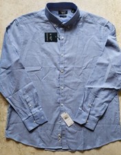 Penguin Men's Heritage Slim Fit Button Down Long Sleeve Blue Shirt Size 17 1/2
