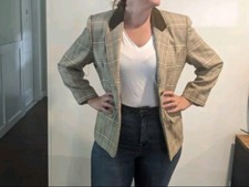 Vintage 80s Blue Floral Buttoned Blazer