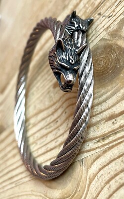 Armband Armreif Wolf Tyr Wikinger Fenris Schmuck Mittelalter K9.4 Neu Geri Freki