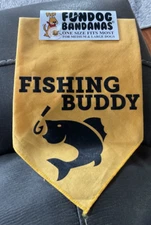 FISHING BUDDY - Fundog Triangle Bandana For Medium & Large Dogs - YELLOW - NWT