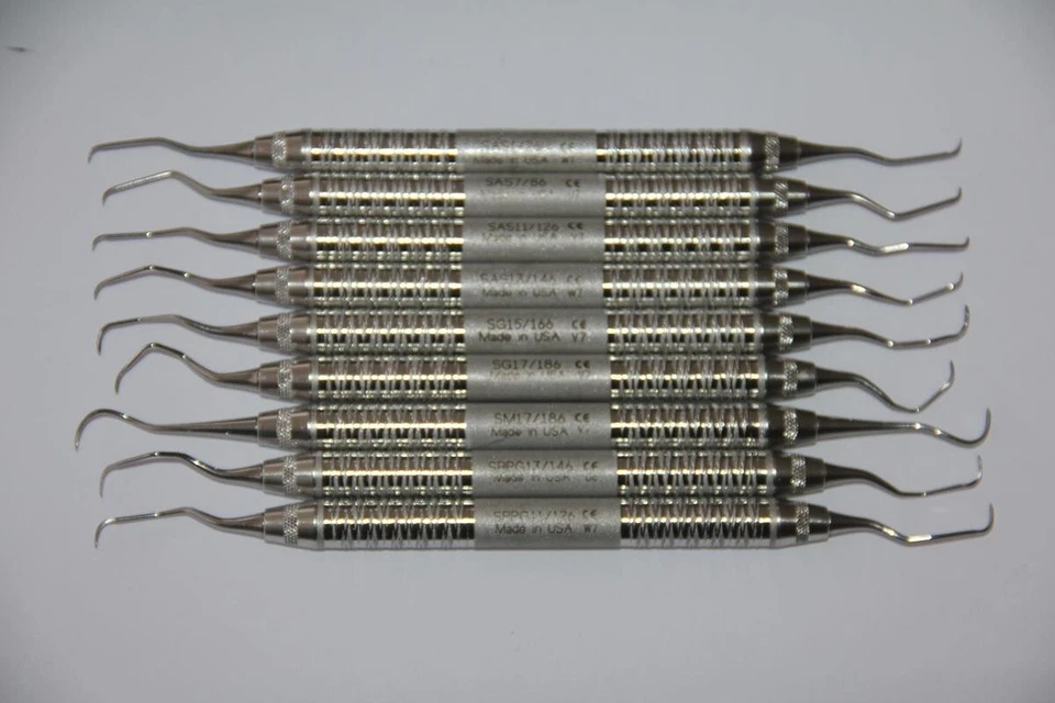 HU-FRIEDY 9 Stück Hu Friedy Satin Griff Instrumente Küretten Dental Zahnarzt Curettes NW