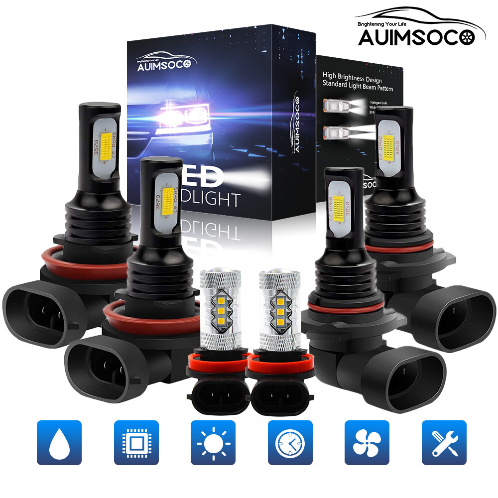 9005+H11+H8 LED Headlight Bulbs+Fog Light Kit for Jeep Grand