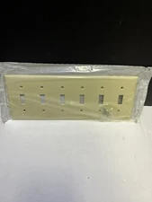 Leviton IVORY 6-Gang Toggle Switch Wall Plate Plastic Cover NEW 86036