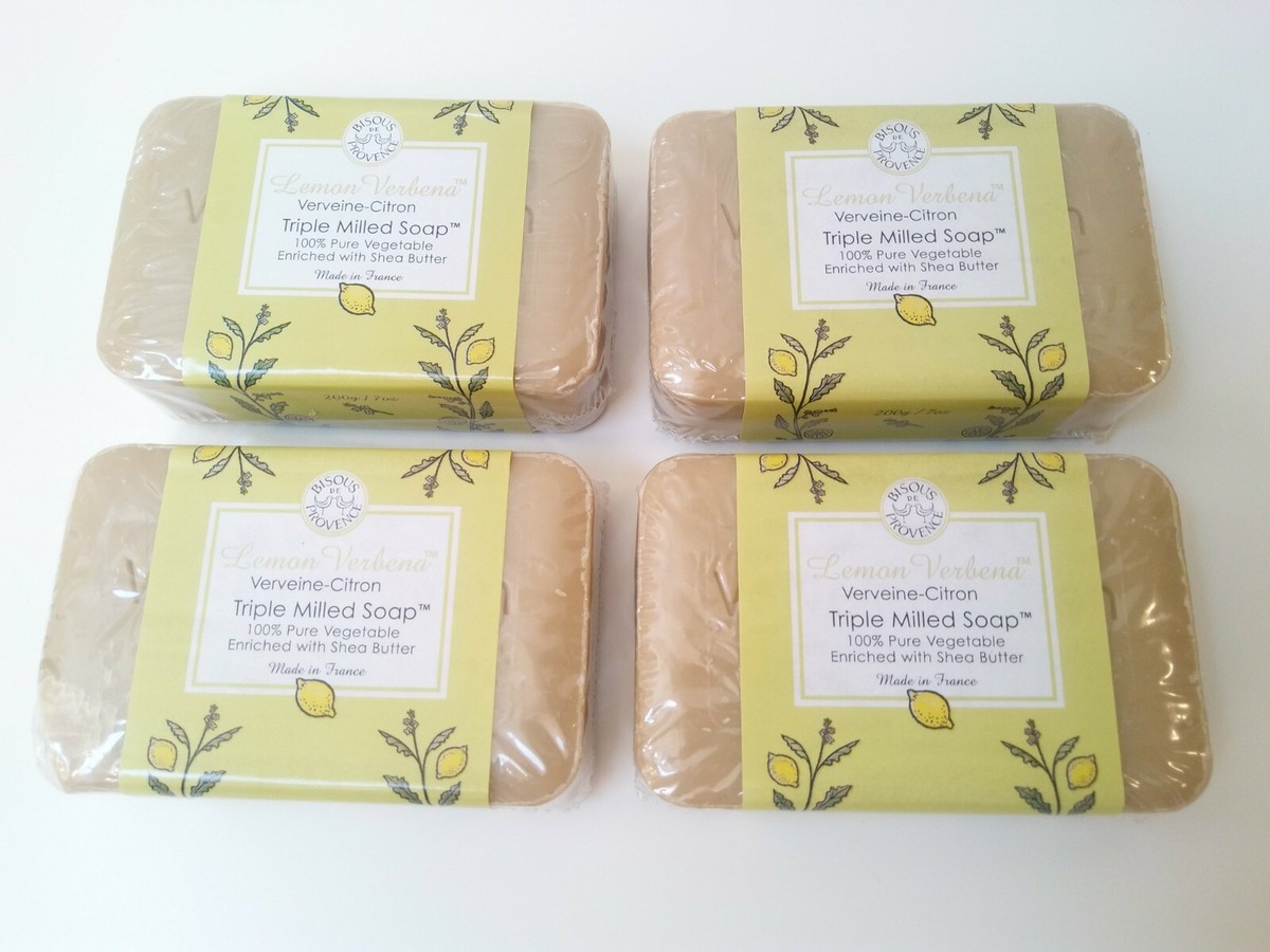 4 X Trader Joe's Bisous de Provence Lemon Verbena Triple Milled