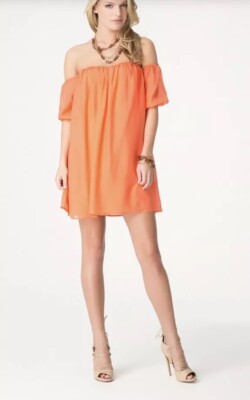 bebe off the shoulder dress