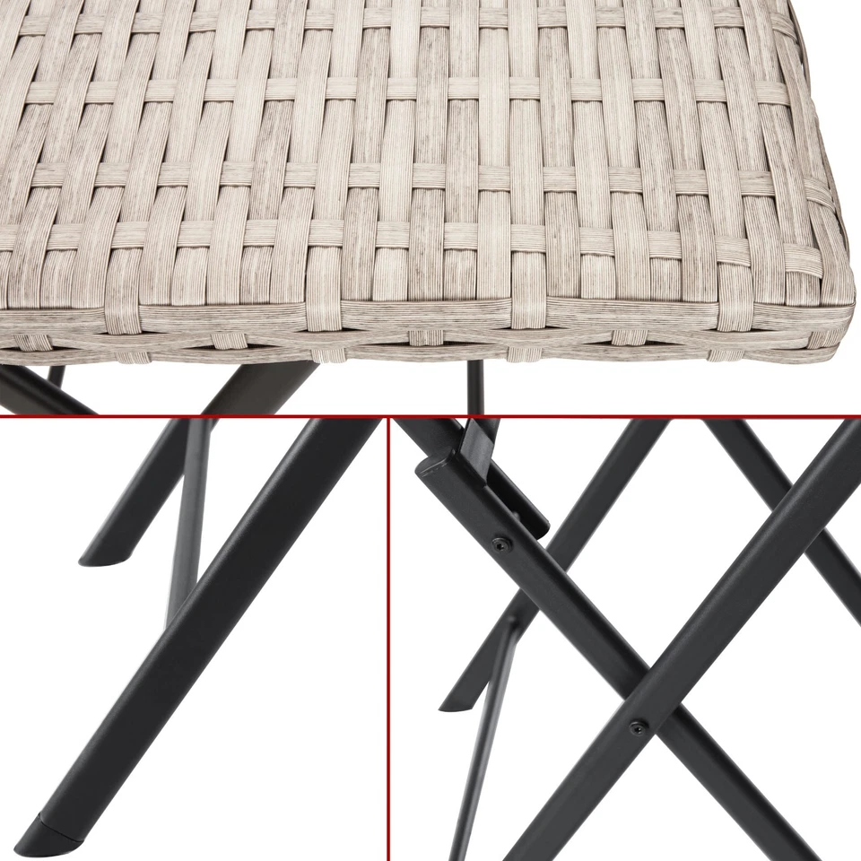 Balkontisch Klappbar Klapptisch Gartentisch Bistrotisch 60x60 cm Rattan Beige - Bild 3 von 4