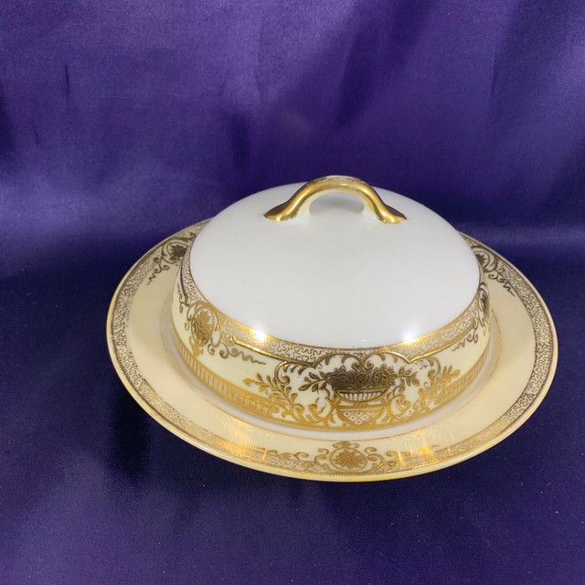 Noritake FLEURGOLD Covered Butter Dish w/strainer eBay