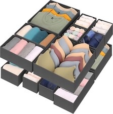 12 Pcs Drawer Organizer Clothes   Dresser Organizers for Baby Clothes Grey 