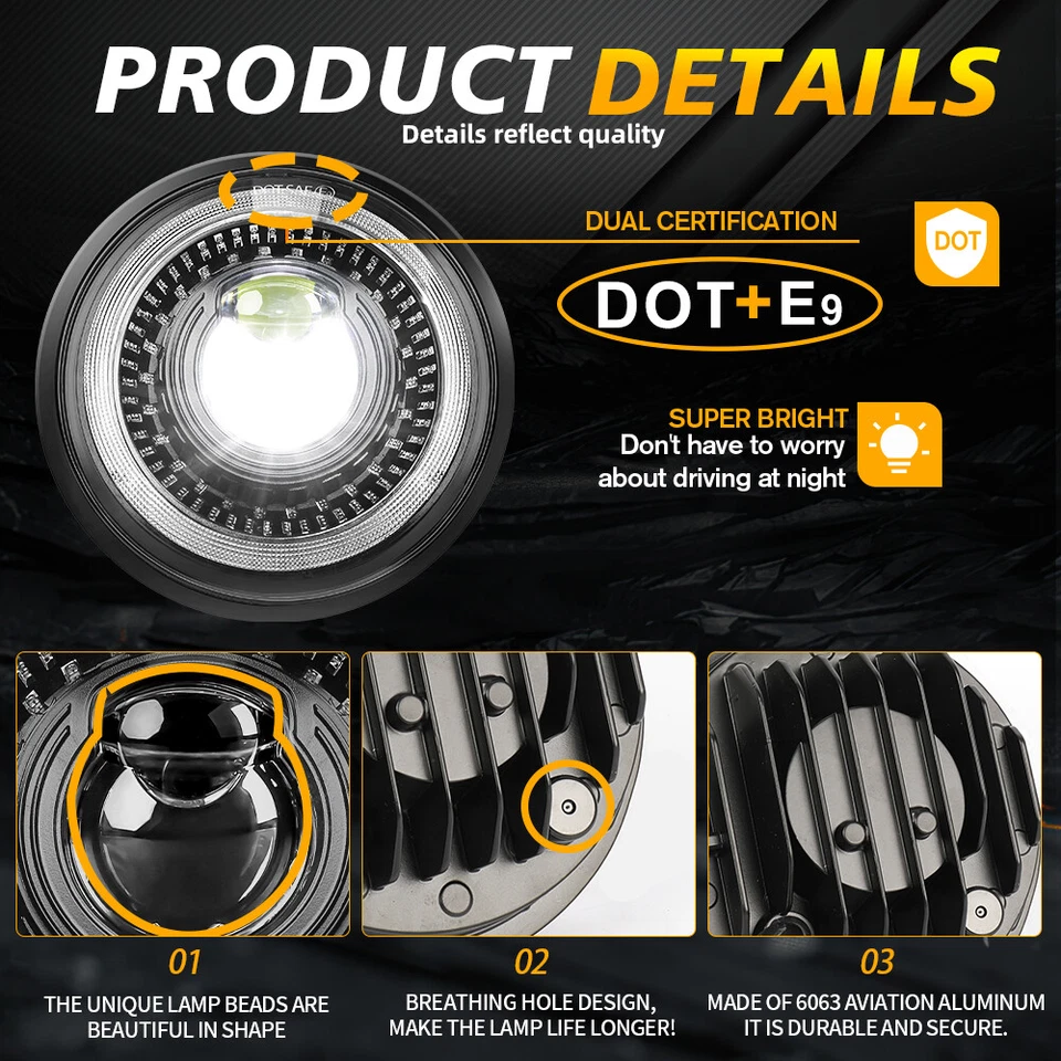 E-Geprüft 5,75 Zoll LED Scheinwerfer Start-up Halo für Harley Indian Triumph - Bild 4 von 4