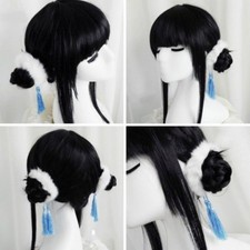 2pc Duveteux Fausse Fourrure à Froufrou Élastique Cheveux Anneau Cordon Noeud
