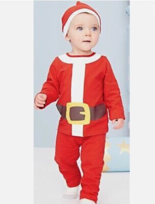 3-6 Monate Avon Baby Weihnachtsmann Schlafanzug mit Mütze Weihnachten