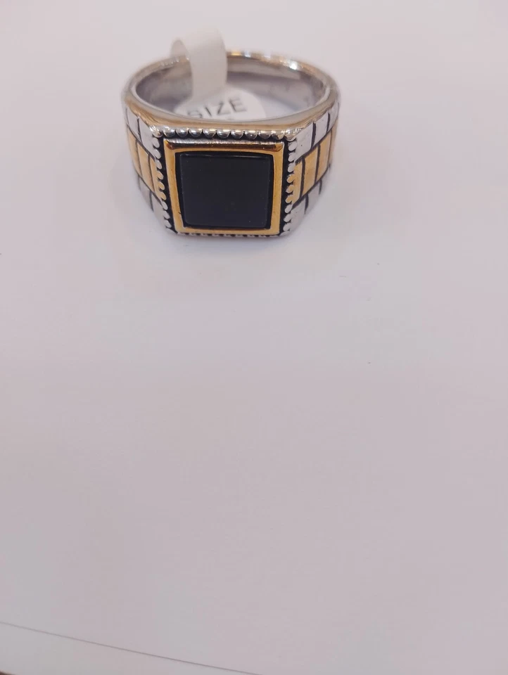 古董男式不锈钢戒指带宝石 — 第 2/3 张图片