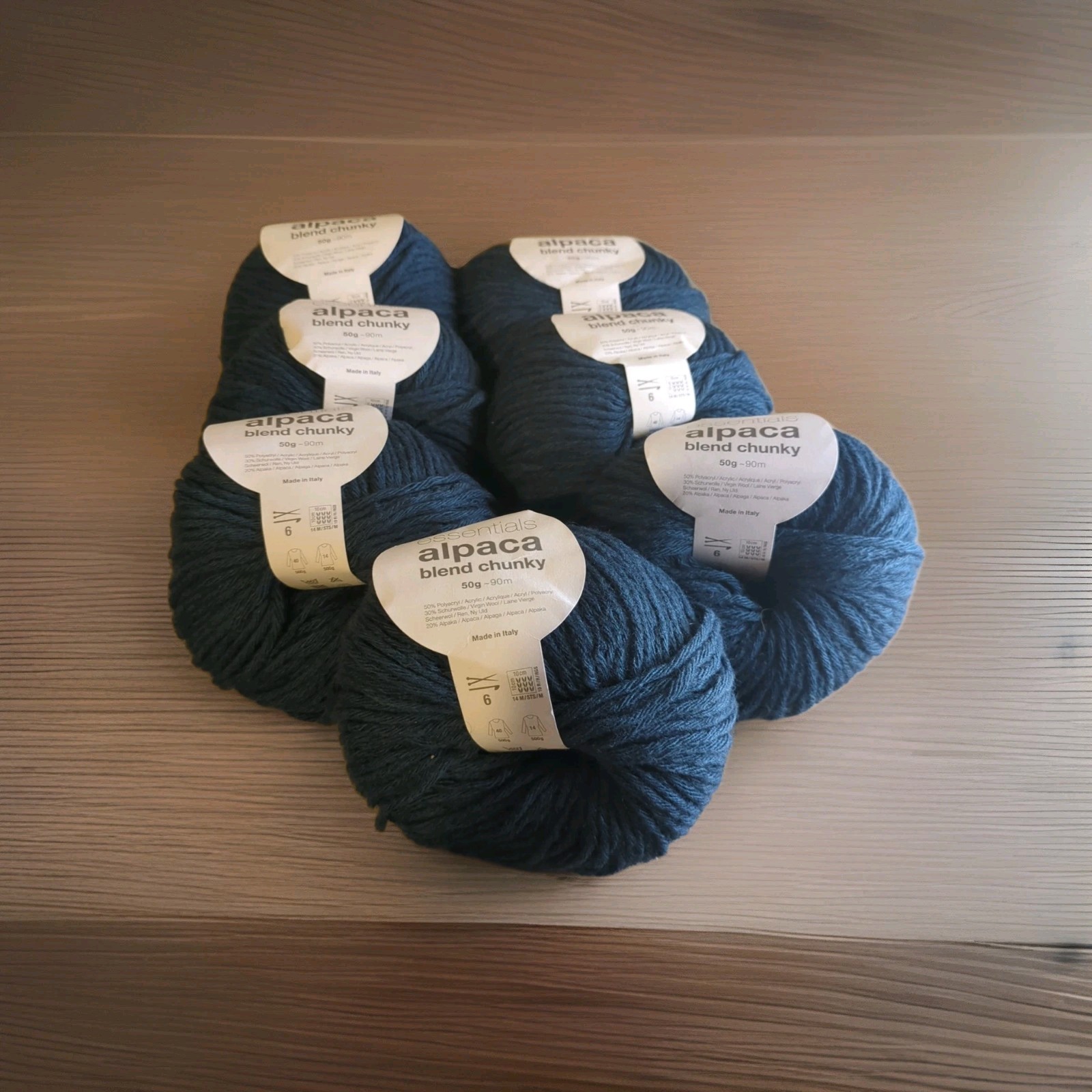 Rico Essentials Alpaca Yarn Wool 50g 90m Shade 011 Teal Blue 7 Cakes