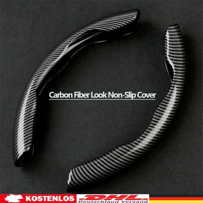 DHL 2X Carbon Fiber Look Universal Auto Lenkrad Booster Abdeckung Anti Rutsch .