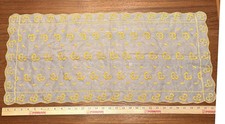 vintage rectangular scarf shear yellow floral embroidered
