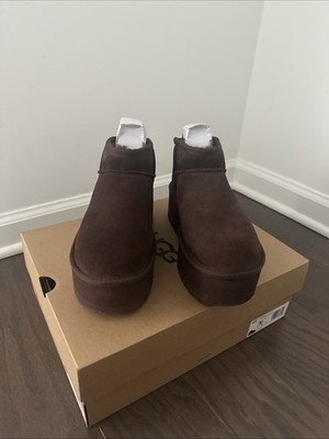 UGG Ultra Mini Platform Boots Womens 6 Burnt Cedar 1135092 Ankle Brown Classic