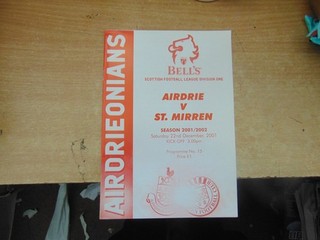 Airdrieonians Last Season Pre Liquidation 2001/2 v St Mirren Dec