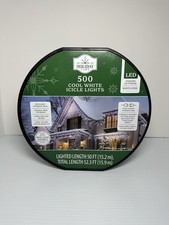 Holiday Time Christmas Lights 500 Cool White Icicle Lights LED White Wire 52.3'