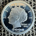 2008 NORFED $20 Liberty 1 oz .999 Fine Silver Evansville RCO 10th Anniversary HM