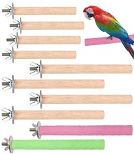 10 PCS Bird Perch Stand Toy, Colorful Wood Parrot Stand, Multicolored
