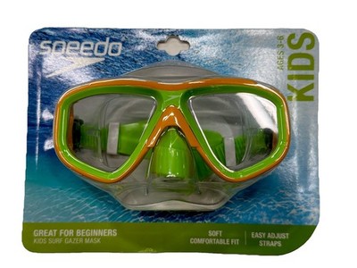 NWT Speedo Kids Surf Gazer Mask Goggles Teal Ages 3-6 Soft Fit Easy Adjust Strap