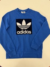 Adidas Logo Boys Blue Crewneck Sweatshirt Size Large 14