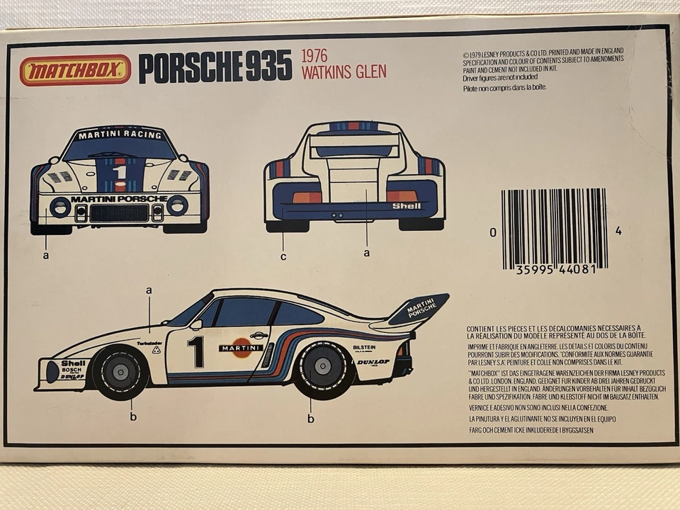 MATCHBOX PK 308 Porsche 935 1/32 scale model car kit - New - Image 3 of 4