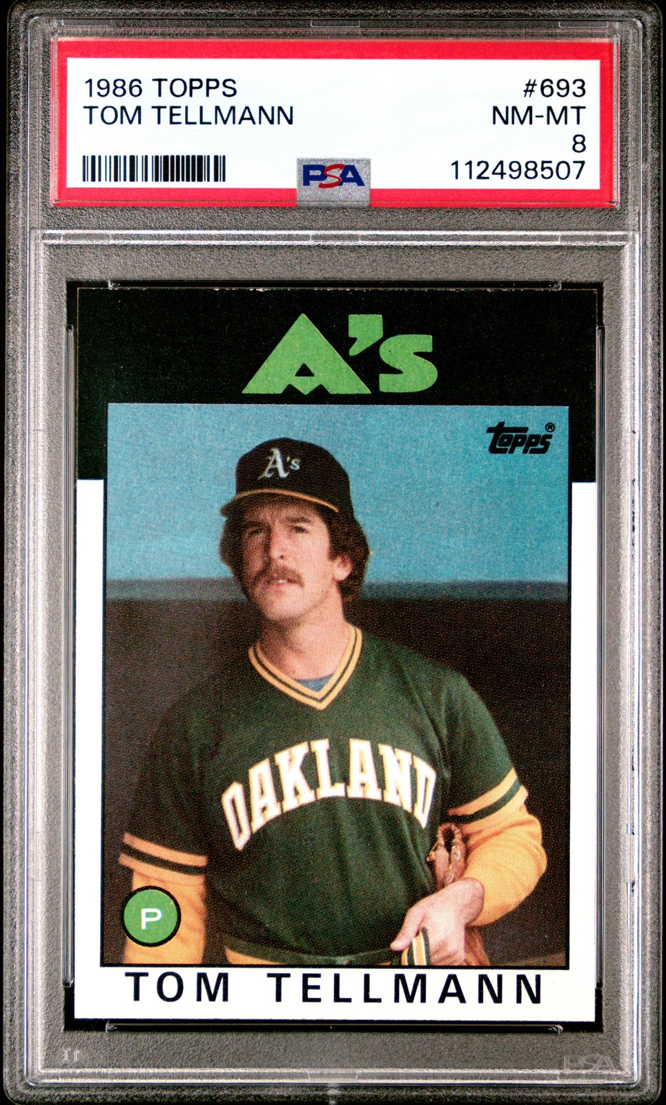 1986 TOPPS #693 TOM TELLMANN PSA 8