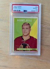 HOCKEY CARD TOPPS 1958-59 BOBBY HULL ROOKIE NO 66 CARD GRADE PSA LAST OF THE SET