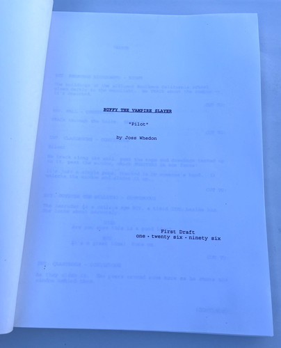 1996 Buffy The Vampire Slayer Pilot Episode Script Josh Whedon TV Television