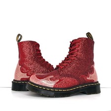Dr Martens Pascal Flame Red Glitter Ankle Boots Women  s 5 Shoes