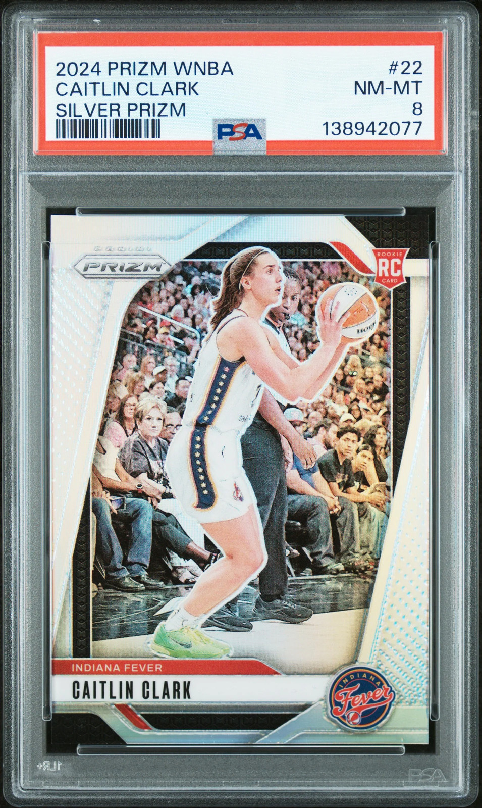 2024 Panini Prizm Wnba Silver Prizm Caitlin Clark #22 PSA 8