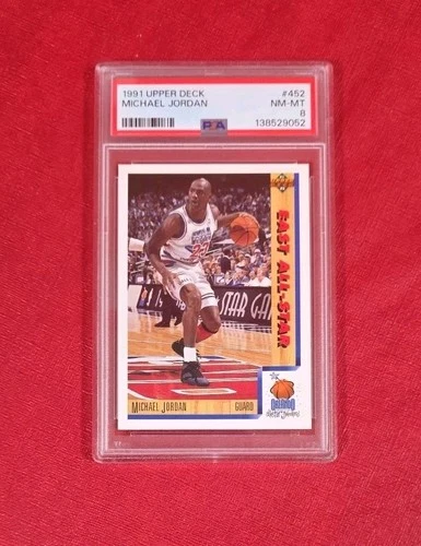 1991 Upper Deck #452 Michael Jordan Chicago Bulls NBA Card PSA 8