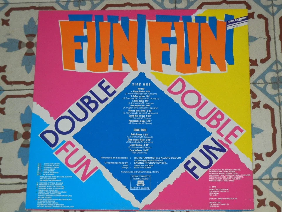 FUN FUN - Double Fun RARE LP HOLLAND 1987 ITALO DISCO - Immagine 2 di 4