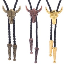 New bull skull bolo tie necktie accessory American Western cowboy style bolo tie