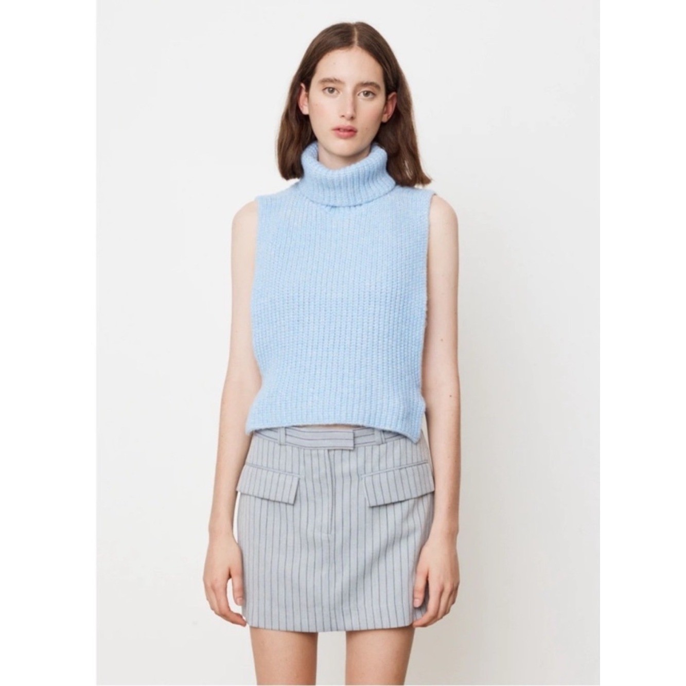 Baum Und Pferdgarten || Laura Open Tie Back Sweater Vest Dickey Turtleneck Blue image 10